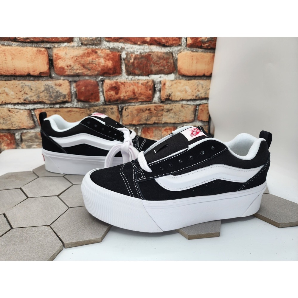 VANS Knu Stack Platform Lift Shoes Black White Platform Shoes Women Sz  6